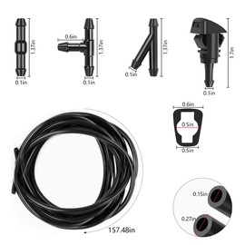 KHGUZ 20PCS Car Windshield Washer Hose Kit, 6PCS Hose Connectors, 4 Meter Washer Fluid Hose, 2PCS Nozzle, 10PCS Clips & Blue Tool, Windshield Cleaner Hose Set Suitable for Most Cars