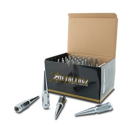 Metal Lugz Spiked Lugz Chrome 1/2" Thread 4.4" Overall Length kit Contains 25 Lugs & 1 Key