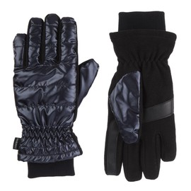 Isotoner Iridescent Sleekheat Women's Gloves – Insulated, Water Repellent, Touchscreen, Plush Lining, Metallic Black, Large/X-Large