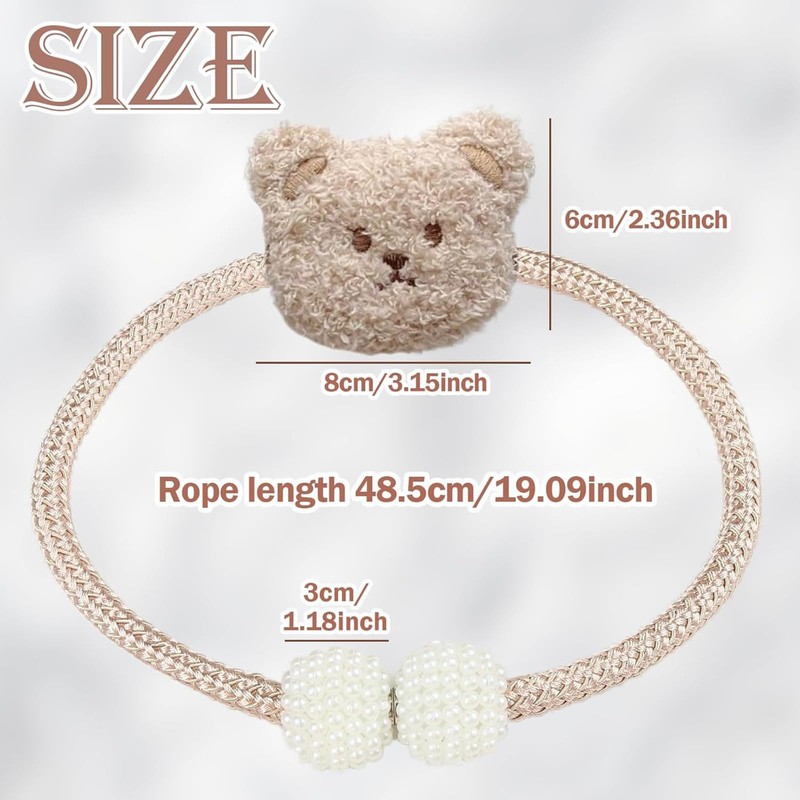 Magnetic Curtain Tie Backs Buckles Little Bear, 2 Pieces