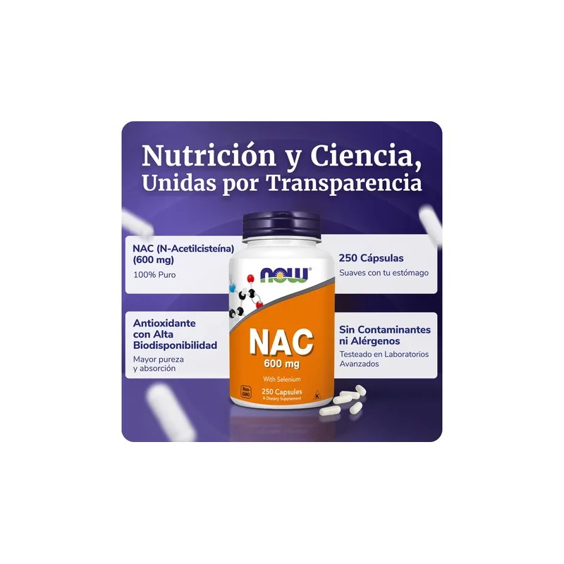 Nac 600mg | Antioxidante Anti Radical Libre | 250 Caps