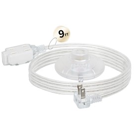 9 Ft Clear Extension Cord Indoor Thin with Foot Switch, 3 Outlets Extension Cord with Switch, Flat Plug Clear Extension Cords for Holiday Christmas Tree Lights, UL-Certified, 7A/125V, 18 AWG(1 Pack)
