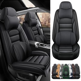 Cscevt 2 Seat Covers for KIA Soul 2010-2024 Upgraded Leather Car Seat Covers Waterproof Anti-Slip Soft Car Seat Protectors Comfort Automotive Seat Covers with Airbag（Luxury,Classic Black）