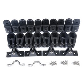 Mxeol Boat Top Fittings Hardware Combo Black Nylon Bimini Caps Jaw Slides Deck Hinges Pad Eye w/Screws 22 PCS (Black, 7/8 inch)