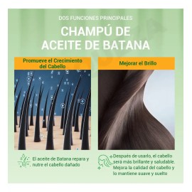 Champú Acondicionador de Batana 300ML,Shampoo para Crecimiento de Cabello, Hidrata y Repara el Cabello Dañado, Reduce puntas abiertas, Deja el cabello