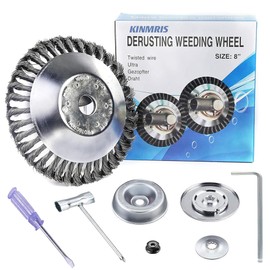 KINMRIS Steel Wire Brush Trimmer Head Replacement and Accessories, Garden Grass Brush Cutting Head for Rust Removal,Paving Stone, Pavement Joints or Driveway (8 inch Regular)