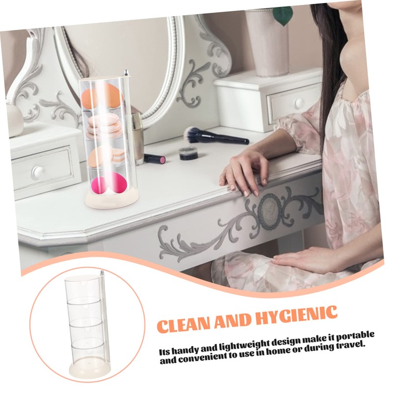 LABRIMP Cotton Swab Holder Rotatable Design Multi Makeup Organizer for