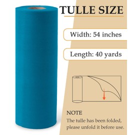 Turquoise Tulle Fabric Roll, 54" x 40 Yards (120FT) Tulle for Wedding Decoration DIY Tutu Party Backdrop Baby Shower Table Skirts Gift Wrapping