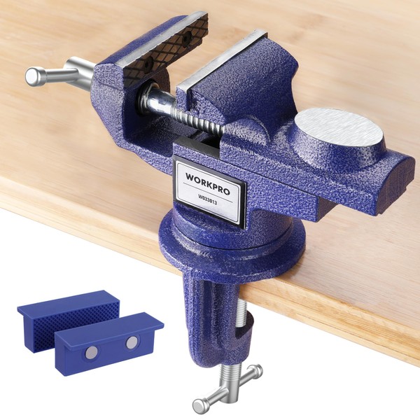 WORKPRO Bench Vise, 2.5 Inch Jaw Width Universal Table Vise,
