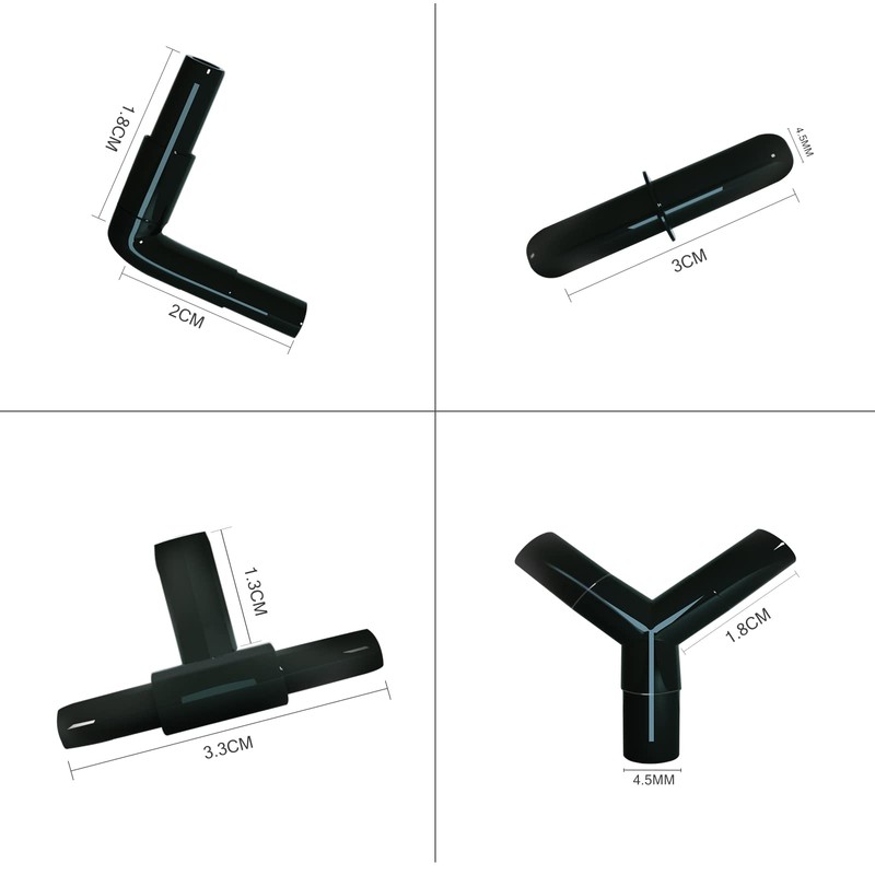 Waycreat 24 pcs 4mm Black Aquarium Airline Tubing Connectors Plastic