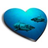 1 x Heart MDF Magnets - Great White Shark Underwater