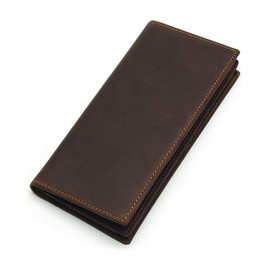 LUUFAN Genuine Leather Long Wallet with Multiple Card Slots and ID Window for Men and Women, Zipper Coin Pocket Cash Credit Card Holder Slim Bi-fold Purse