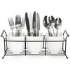 Bekith 3-Piece Ceramic Flatware Caddy with Metal Rack, Utensil Holder
