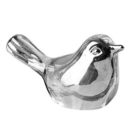 Alipis Crystal Bird Figurine Collectible - Grey Bird Statue High Simulation Vivid Glass Animals Figurines Crystal Office Desk Table Home Decor Paperweight