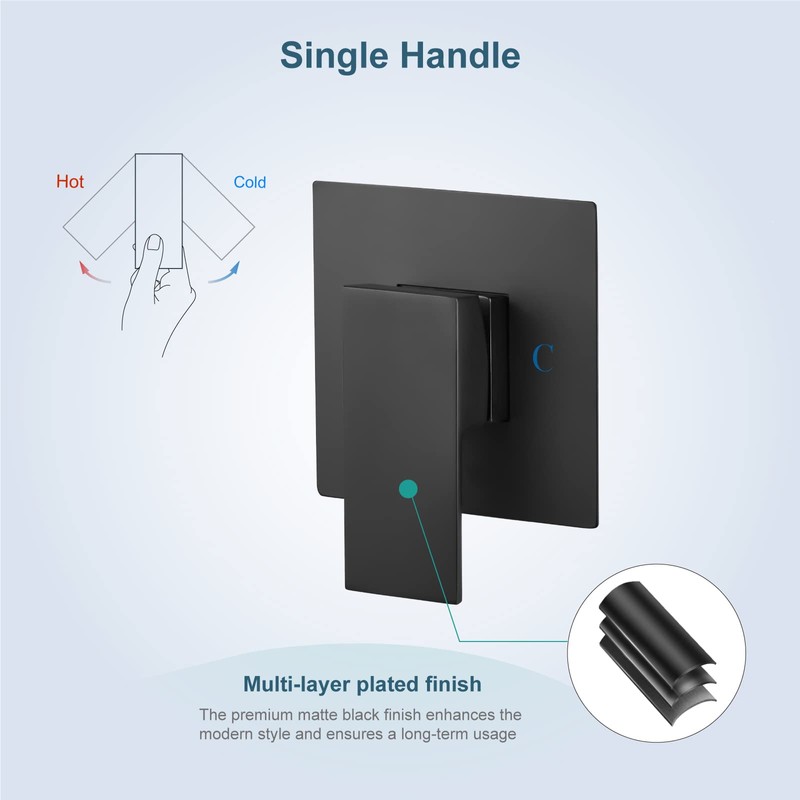 Aolemi Wall Mount Matte Black Bathroom Sink Faucet One Handle