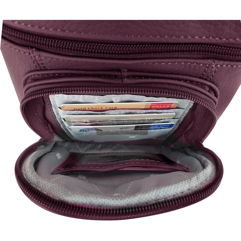 Roma Leathers Genuine Leather Multi-Pocket Crossbody Purse Bag