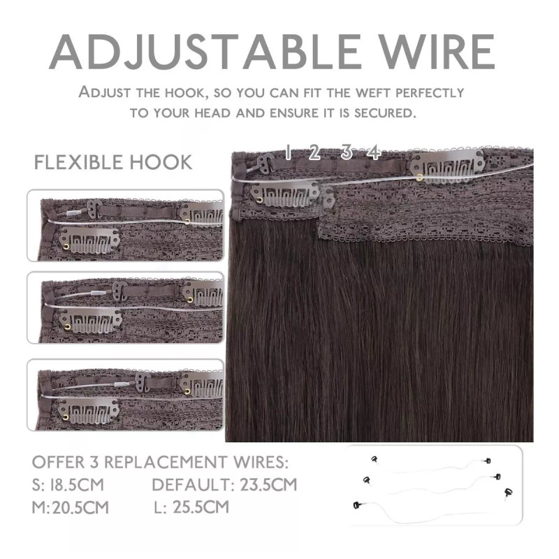 Wennalife Extensiones Cabello Natural Marrón Oscuro Claro 14in 75gr