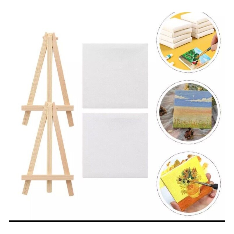 None 2 Sets Canvas Mini Easel Stand Decorative Child Student