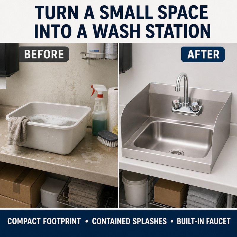 304 Stainless Steel Utility Sink with Gooseneck Faucet, 17 x