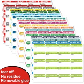 400 pcs 20 Designs Pre-Printed Color-Coded Home Removable Glue Moving Packing Box Labels with Writable Notes Areas, Each Measures 3” x 1.8”