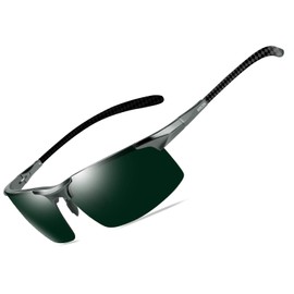 Bircen Mens Polarized Carbon Fiber Sunglasses UV Protection Sports Fishing Driving Sunglasses for Men Al-Mg Frame