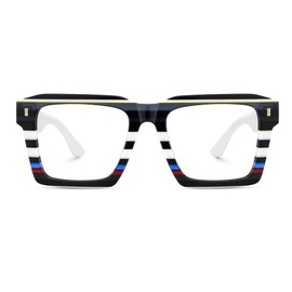 Zeelool Stylish Square Eyeglasses Frame with Non-prescription Clear Lens for Men Kenish ZJGA634947-06 White-blue
