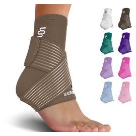 Sleeve Stars Ankle Brace for Sprained Ankle, Plantar Fasciitis Relief Ankle Support for Women & Men, Ankle Compression Sleeve w/Strap, Achilles Tendonitis Brace, Foot Brace Wrap (Single/Mocha Brown)