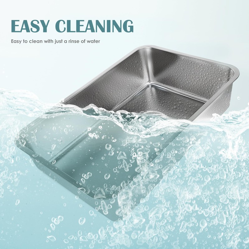 IKITCHEN Stainless Steel Cat Litter Box, Large Metal Litter Box