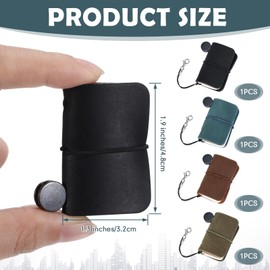 Ireer 4 Pcs 1.9 x 1.3'' Vintage Cute Mini Notebook Small Miniature Notebook Refillable Pocket Tiny Journal Portable Leather Cover with Book Insert for Daily Travel Diary Write, Black Brown Blue Green