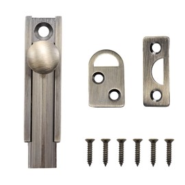 Adyoney Adyoney 2 Inch Brushed Antique Bronze Solid Brass Surface Bolt, Elegant and Durable Brass Slide Bolt Latch, Cabinet Surface Bolts with Screws, Secure and Stylish Hardware Accessory