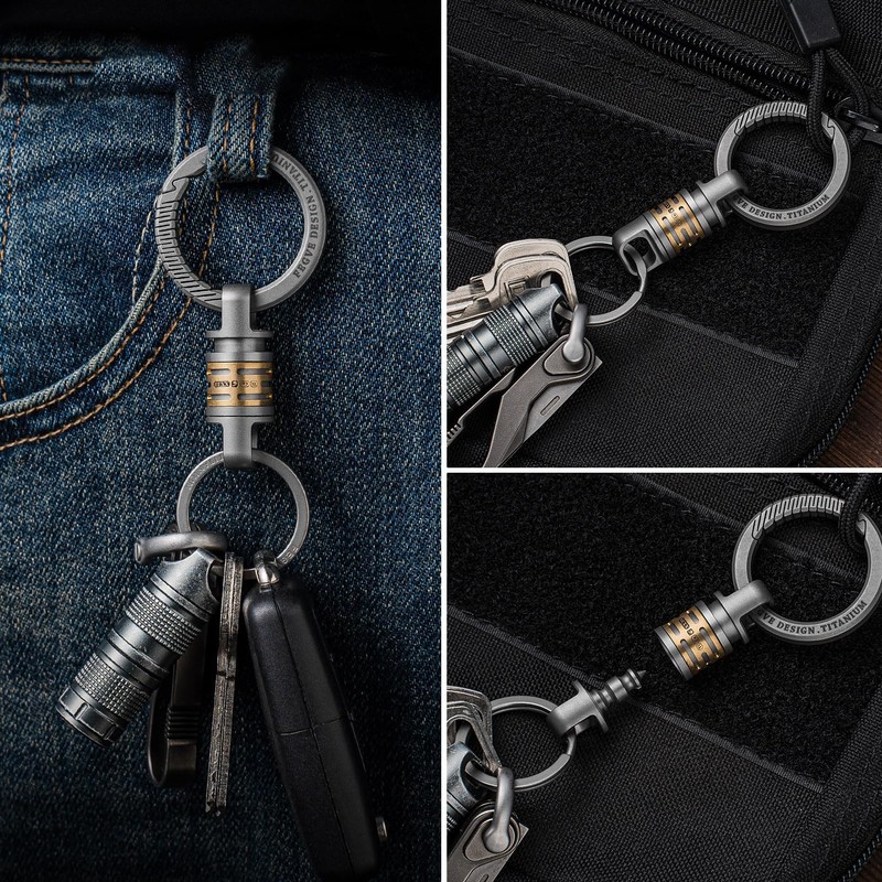 [TISUR] Titanium Key Ring 360° Swivel Connector Breakaway Quick Release