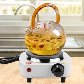 Electric Stove Portable Electric Top Oven for Tea Kitchen Tea Coffee Portable Single Heating Plate Burner (EU Plug) 500 Watt, Stainless Steel