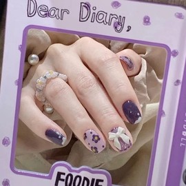 CLOGRATIA Nail Tip, Purple, Purple, Mine-based Korean Ribbon, Mass Production Type, Subcal, Cute, Otaku Life, Butterfly Nail Tip