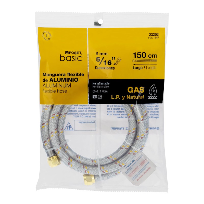 Foset FGA-15NP, Manguera para gas aluminio 5/16" largo 150 cm