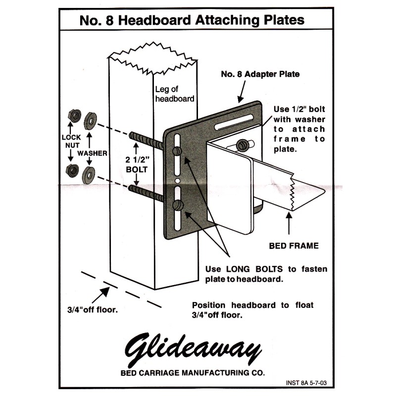 Glideaway Bolt-On Bracket for Bed Frame Mounting Modification, Full-Queen or