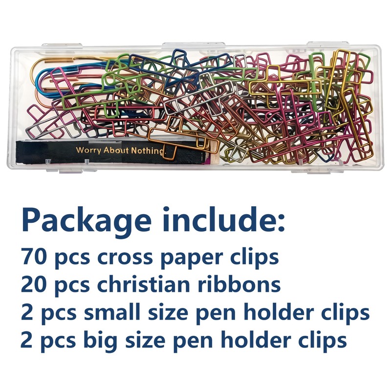 Cross Paper Clips with Ribbons and Pen Clips, Bible Study