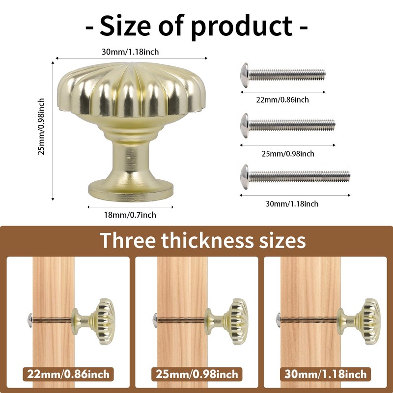 ShipeeKin 4X Gold Drawer Knobs Gold Kitchen Cabinet Knobs Pumpkin