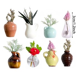 8pcs mini vase Magnets for Fridge - Cute Flower Arrangement Ceramic Artwork can be Used for Refrigerator Magnets, Kitchen, Home Office Decoration