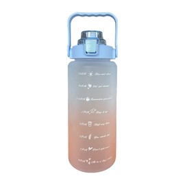 TooToo 2L Large Sports Water Bottle Capacity Straw Time Motivational Fitness Jugs Set (Blue)