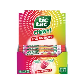 Tic Tac Chewy Fruit Adventure Candy, Bulk 12 Pack, Fruit Candy, Share Size, 3.04 oz Each