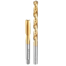 sourcing map Tap and Drill Bit Set, 1pcs 5/16-24 UNF Straight Flute Thread Screw Taps & 1pcs 6.9mm Twist Drill Bits, Titanium Coated HSS-6542 Tapping Threading Tool Kit