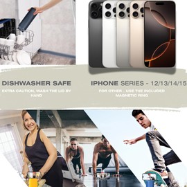 Magnetic Insulated Water Bottle – 24oz Stainless Steel, Magnetic Phone Holder, Leak-Proof, Keeps Drinks Hot 12H & Cold 24H – Perfect for Travel, Gym, Office & Great Gift for Men Women - Yellow