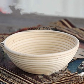 2 Pcs Round Bread Proofing Basket | Natural Rattan Sourdough Proving Basket| Professional Bread Proving Bowl |Baking Bowl Dough Gift Baker Proof Basket Proofing Box. (2, 22cmx8cm/8 3/4inchx3 1/8inch)