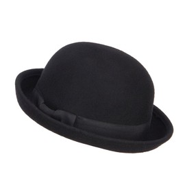 e4Hats.com Big Size Wool Felt Upturn Brim Bowler Hat - Black XL-2XL