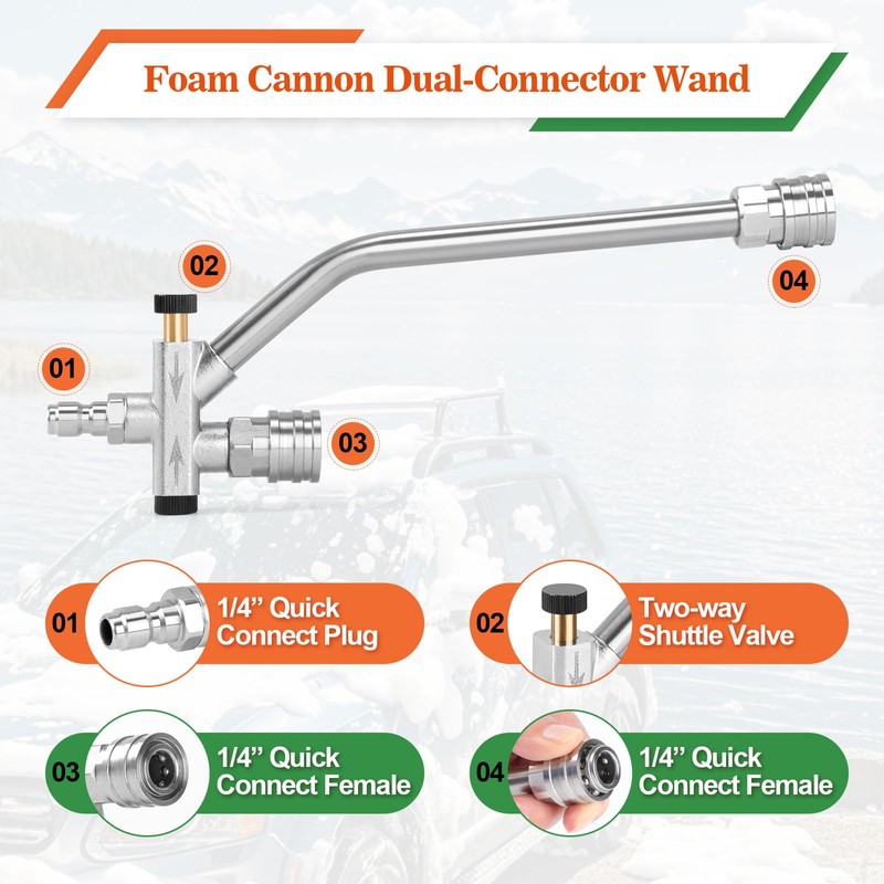 Pressure Washer Foam Soap Cannon Dual Connector Accessory - Power