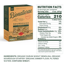 Bionaturae Sourdough Organic Fusilli Pasta - Italian Pasta Noodles, Spiral Pasta, Spiral Noodles, Fusilli Pasta Noodles, Corkscrew Pasta - 12 Ounce (Pack of 2)