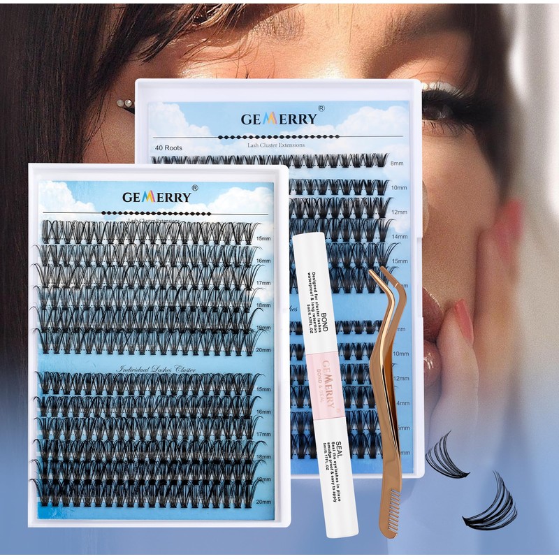 Individual Eyelashes Set 240 Pieces D Crul 15-20 mm Clusters