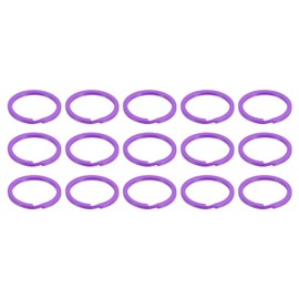 sourcing map 15Pcs Split Keychain Rings, 30mm Round Flat Key Holder, Split Side Push Keyring for Keys Organization, Car Lanyards Keys Attachment, Purple