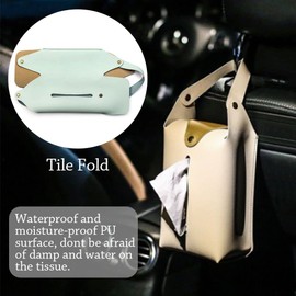 gofidin - 1 caja de pañuelos de coche con cierre creativa para colgar en el coche, funda de piel sintética para colgar en el automóvil, bolsa de almacenamiento de papel para inodoro, caja de pañuelos