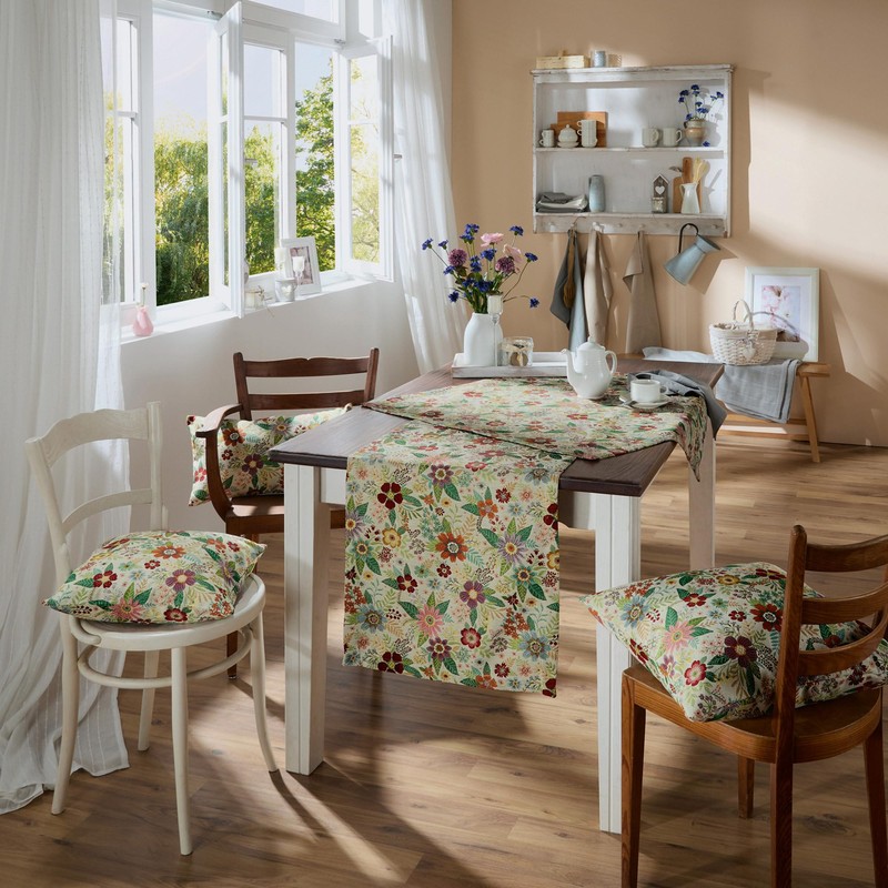 Erwin Müller 511898 Table Runner Flowers Natural Colourful Size 50